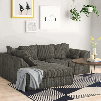 Mona Jumbo Cord Black Corner Sofa