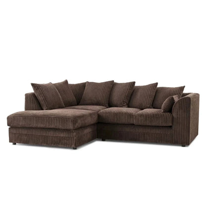 Mona Jumbo Cord Brown Corner Sofa