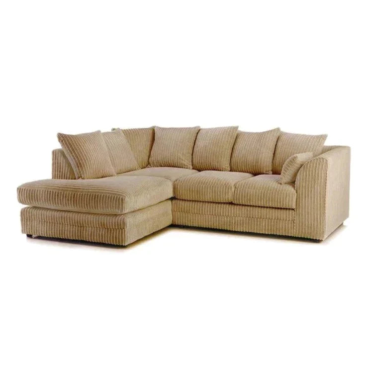 Mona Jumbo Cord Brown Corner Sofa