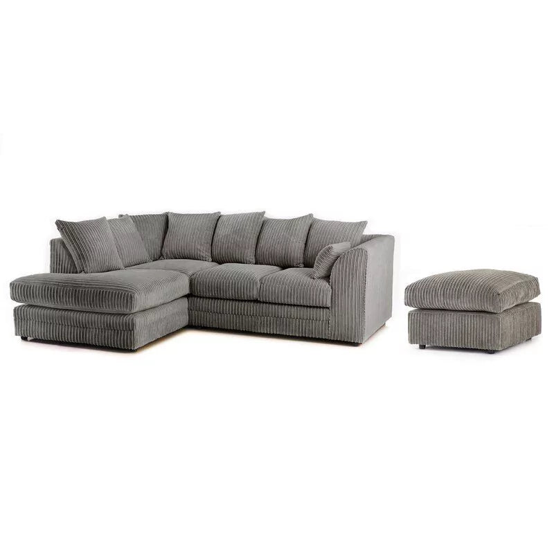 Mona Jumbo Cord Cream Corner Sofa with Footstool