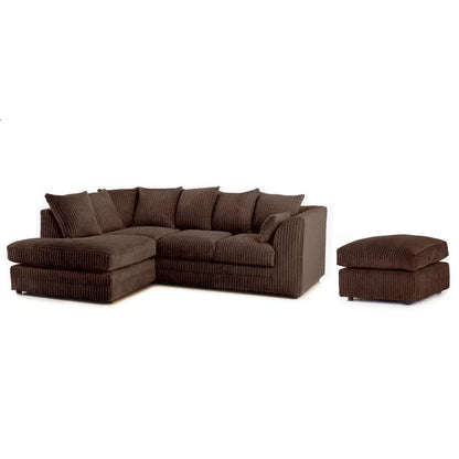 Mona Jumbo Cord Cream Corner Sofa with Footstool