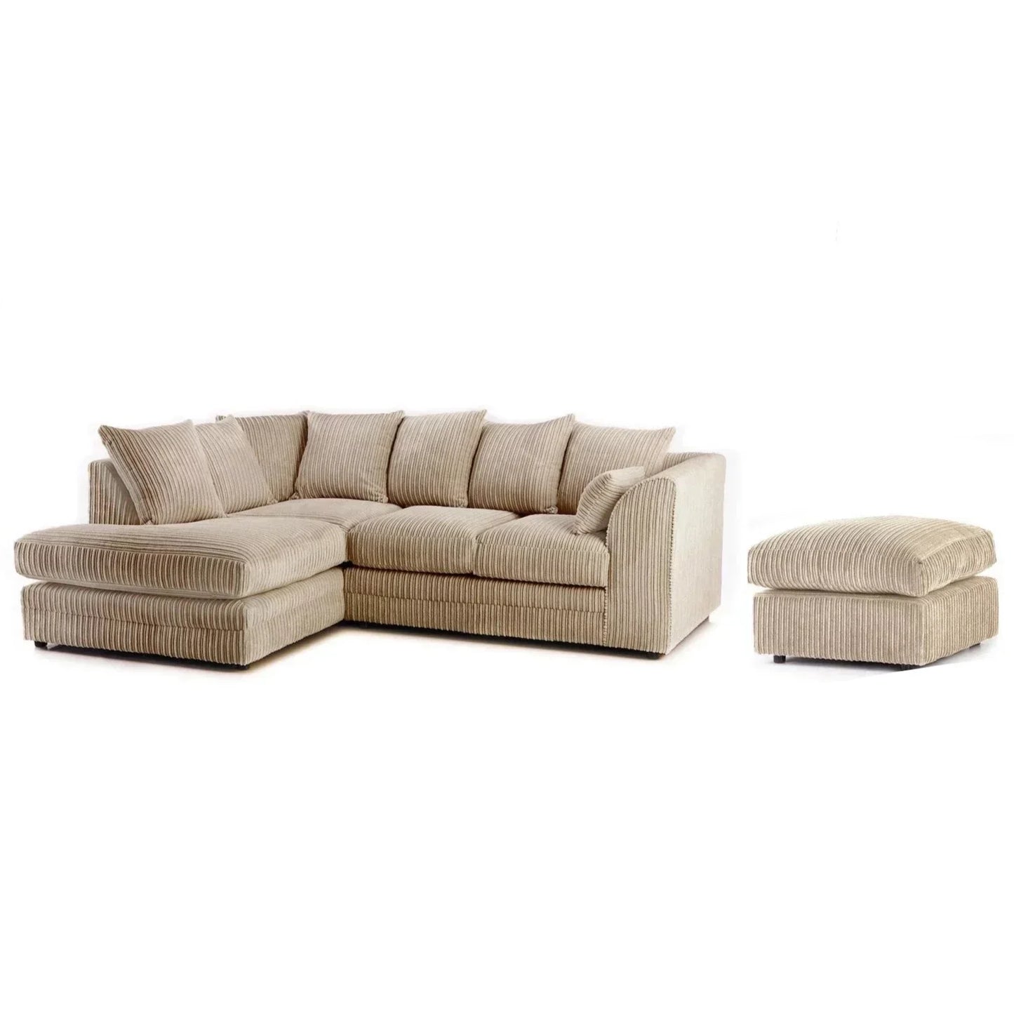 Mona Jumbo Cord Brown Corner Sofa with Footstool