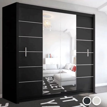 Lisbane Grey Sliding Door Wardrobe - 150cm,180cm and 203cm