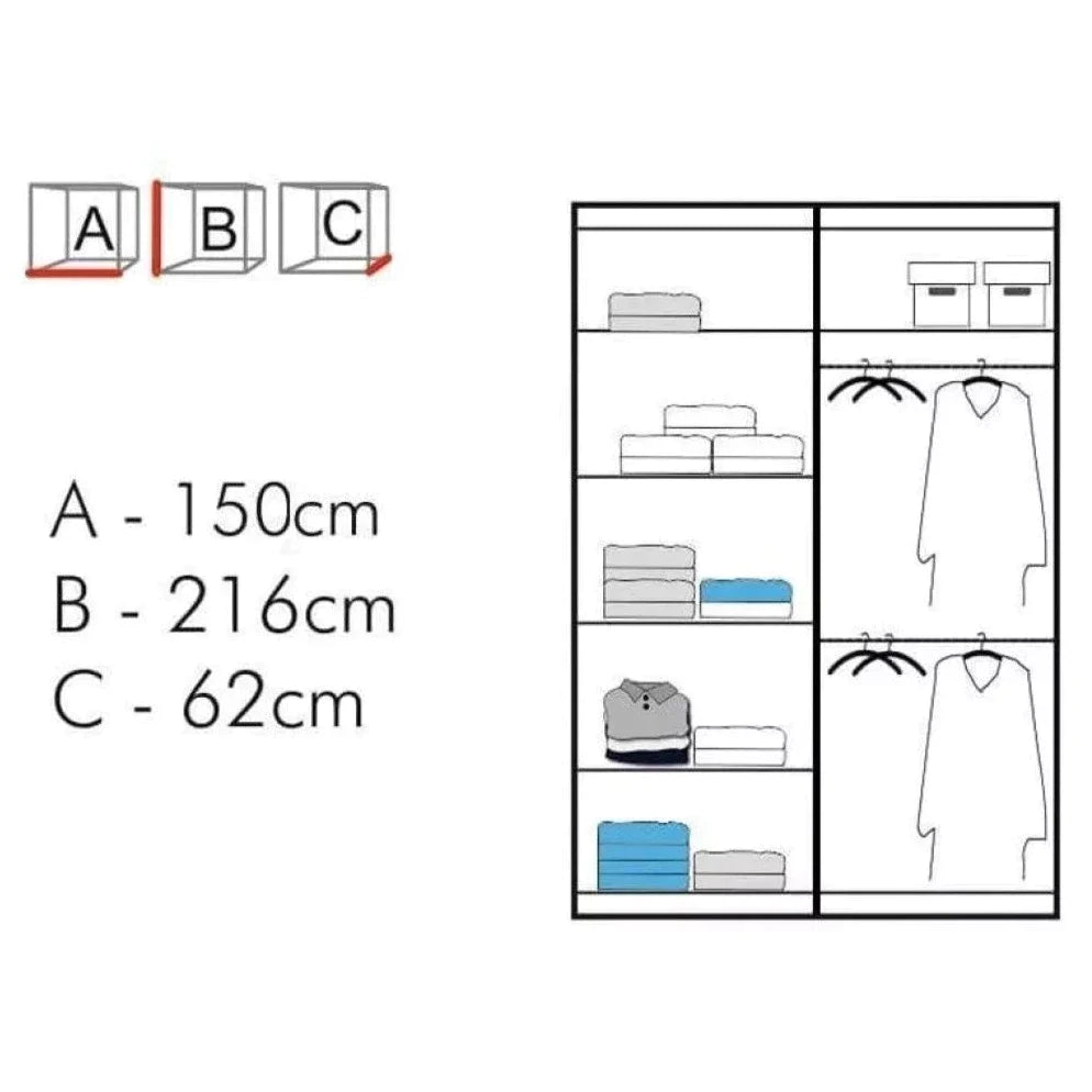 Lisbane Black Sliding Door Wardrobe - 150cm,180cm and 203cm