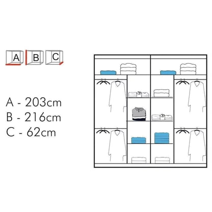 Lisbane Black Sliding Door Wardrobe - 150cm,180cm and 203cm