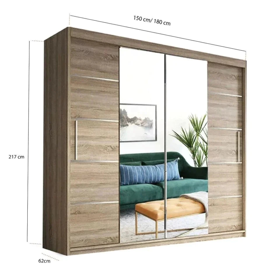 Lisbane Grey Sliding Door Wardrobe - 150cm,180cm and 203cm