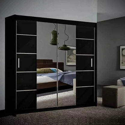 Lisbane Black Sliding Door Wardrobe - 150cm,180cm and 203cm