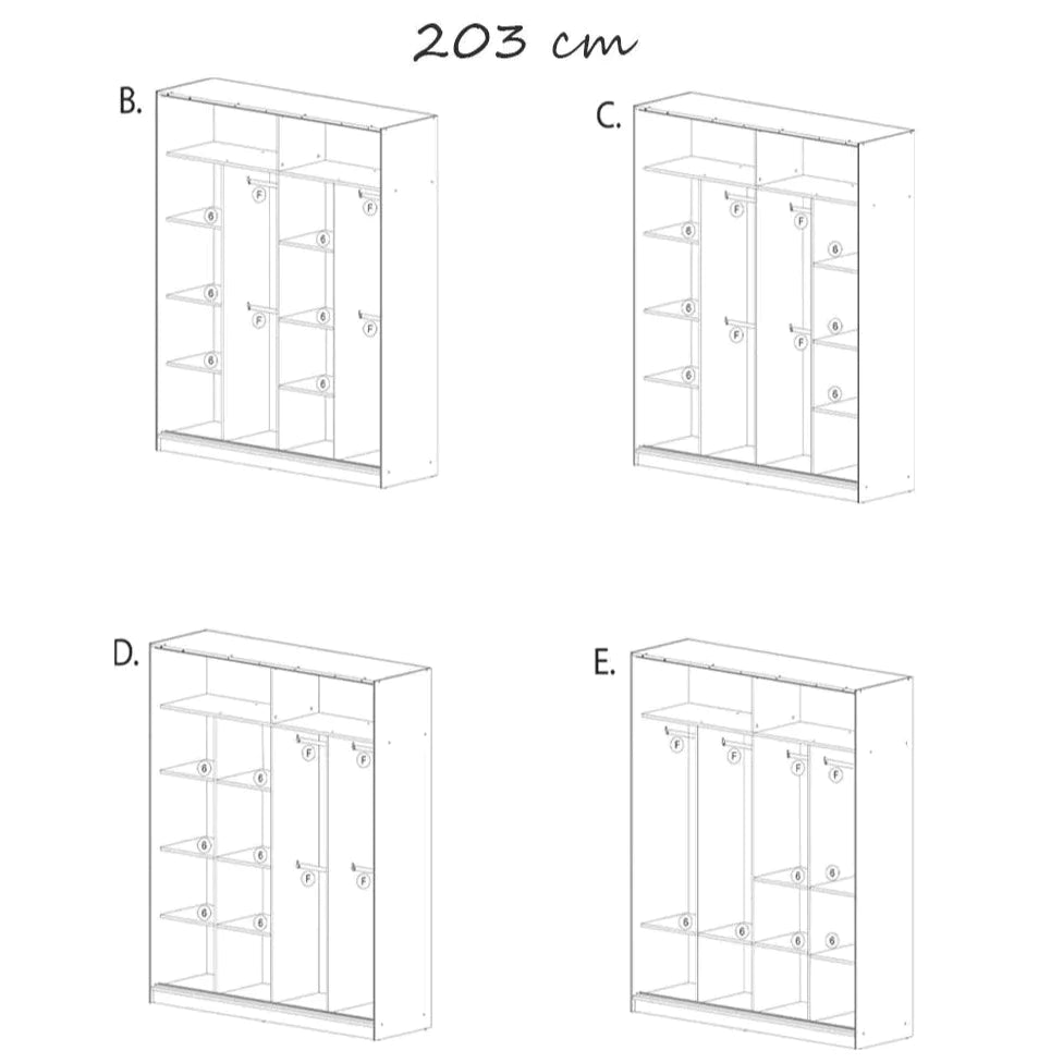 Lisbane Grey Sliding Door Wardrobe - 150cm,180cm and 203cm