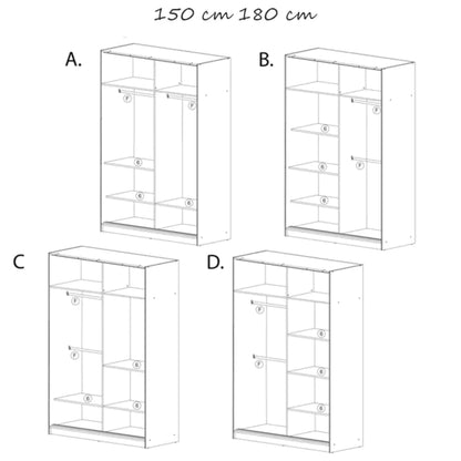 Lisbane Black Sliding Door Wardrobe - 150cm,180cm and 203cm