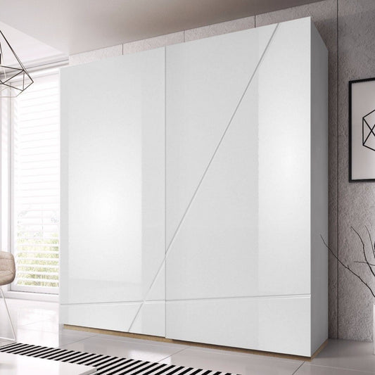 Fabia 2-Door Gloss Sliding Wardrobe 200cm - White