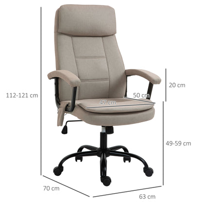 Vinsetto 2-Point Massage Office Chair Linen-Look Ergonomic Adjustable Height Rocking Comfortable Executive Seat, Beige