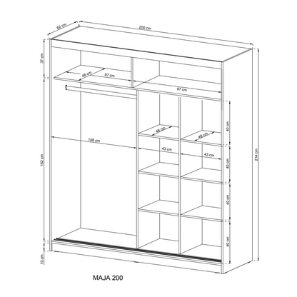 Wiki IX Sliding Door Wardrobe 200cm