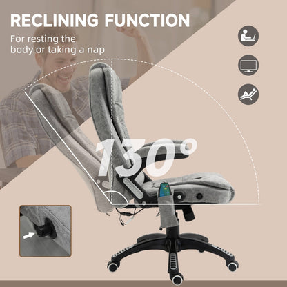 Vinsetto Recliner Office Chair with Six Massage Heating Points - Grey