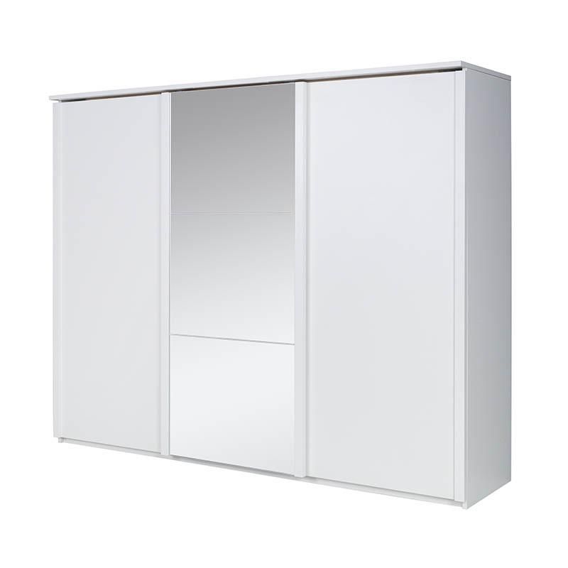 Nala Sliding 3-Door Mirrored Wardrobe 271cm - White