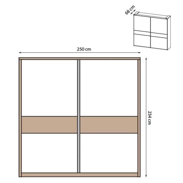 Marcelo Oak & White Gloss 2-Door Sliding Wardrobe - 4 Sizes