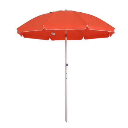 Outsunny 2m Arced Beach Umbrella, Portable Parasol with 3-Angle Tilting Function, Carry Bag, Outdoor Sunshade Shelter with 8 Fibreglass Ribs, Orange