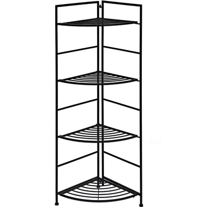 4-Tier Folding Corner Plant Stand with Reinforced Baffles for Living Room