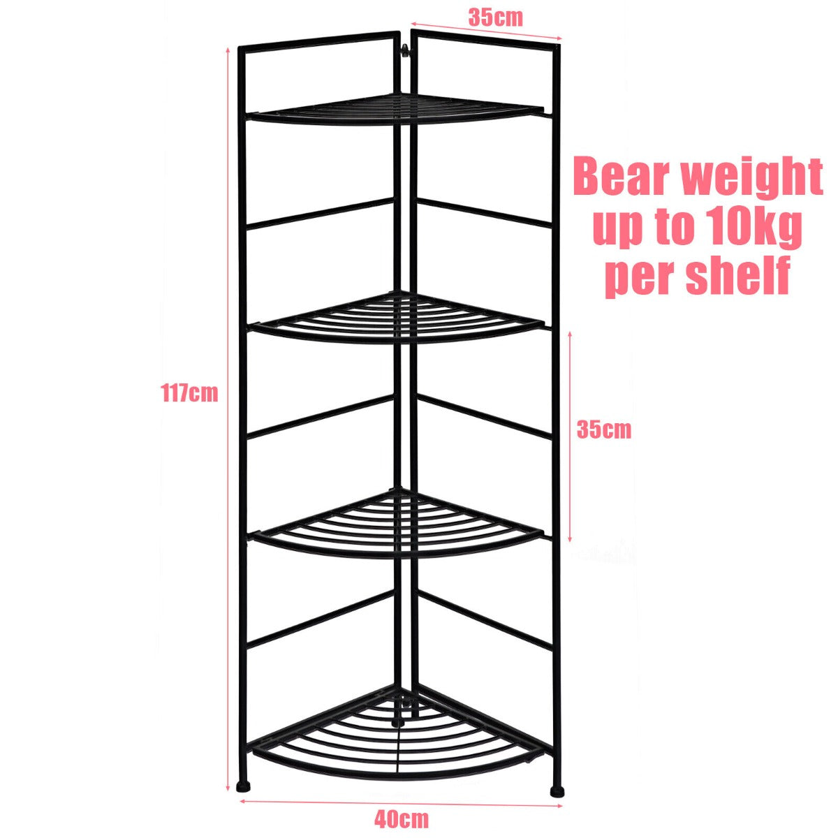 4-Tier Folding Corner Plant Stand with Reinforced Baffles for Living Room