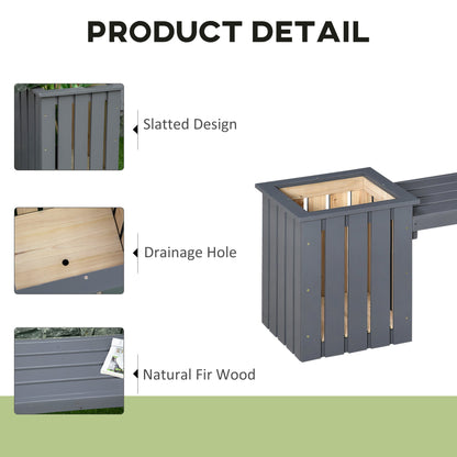 Outsunny 2 Seater Wooden Garden Planter & Bench Combination, Planter Box with Garden Bench for Patio, Park and Deck, 192 x 43 x 50 cm, Grey