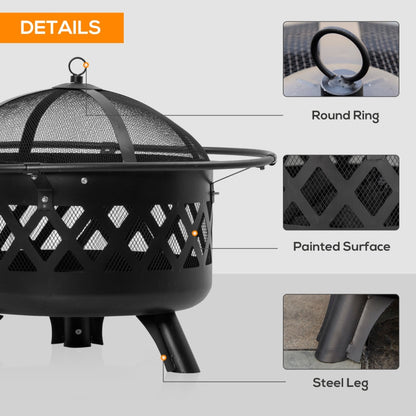 2-in-1 Outdoor Fire Pit With BBQ Grill