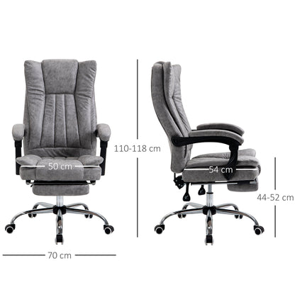 Vinsetto Reclining Office Chair with Armrests and Footrest -  Grey