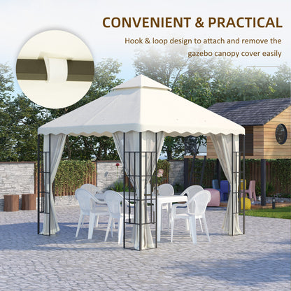 أغطية بديلة لمظلة Gazebo مقاس 3 × 3 (م) من Outsunny، بديل لسقف Gazebo مكون من طبقتين (الغطاء العلوي فقط)، أبيض كريمي