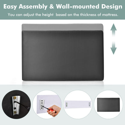 Modern Wall-mounted Upholstered Sponge Padded Headboard-Black
