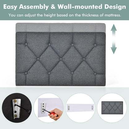 Modern Wall-mounted Upholstered Sponge Padded Headboard-Grey
