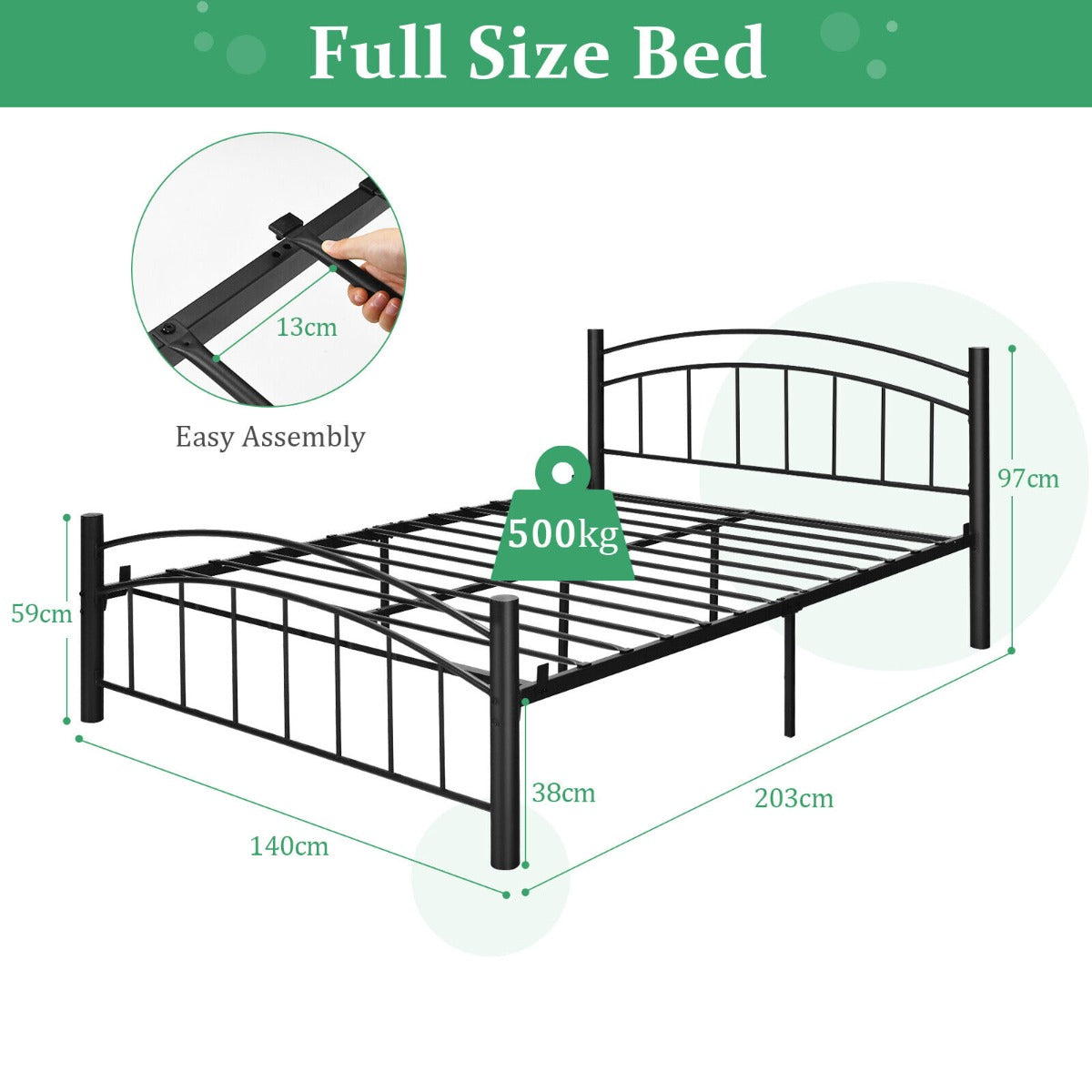Metal Bed Frame Platform Bed with Headboard for Bedroom-full size