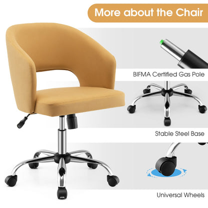 Height Adjustable Swivel Chair with 5 Universal Wheels and Metal Base