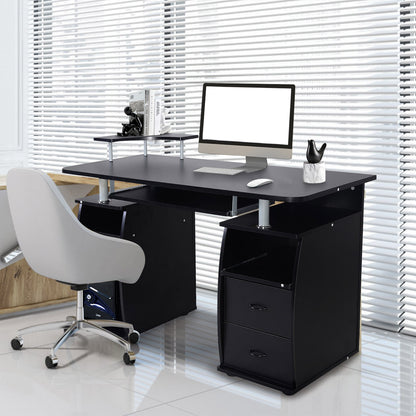 Office Workstation with 2 Drawers and Sliding Keyboard Tray-Black