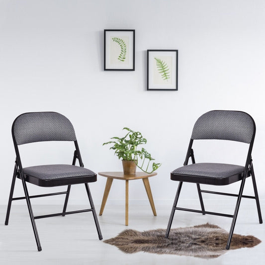 Set of 4 Folding Fabric Padded Chairs with Sponge Seat and Backrest