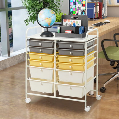 12 Drawers Rolling Storage Cart with 4 Wheels and Brakes