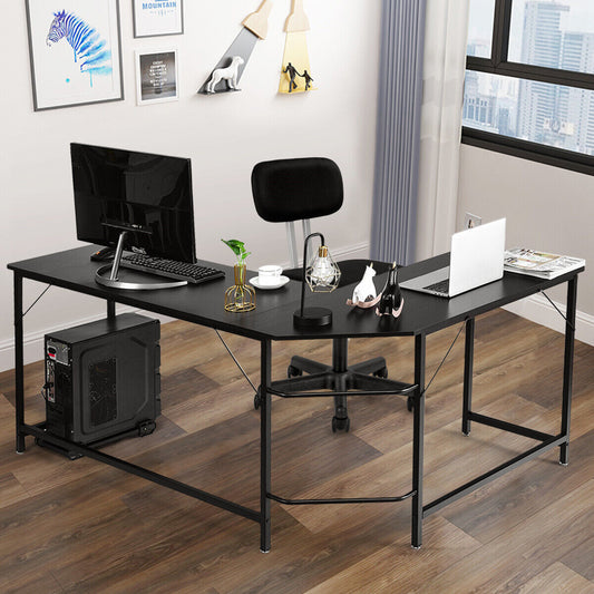L-Shaped Corner Computer Desk with CPU Stand for Home and Office