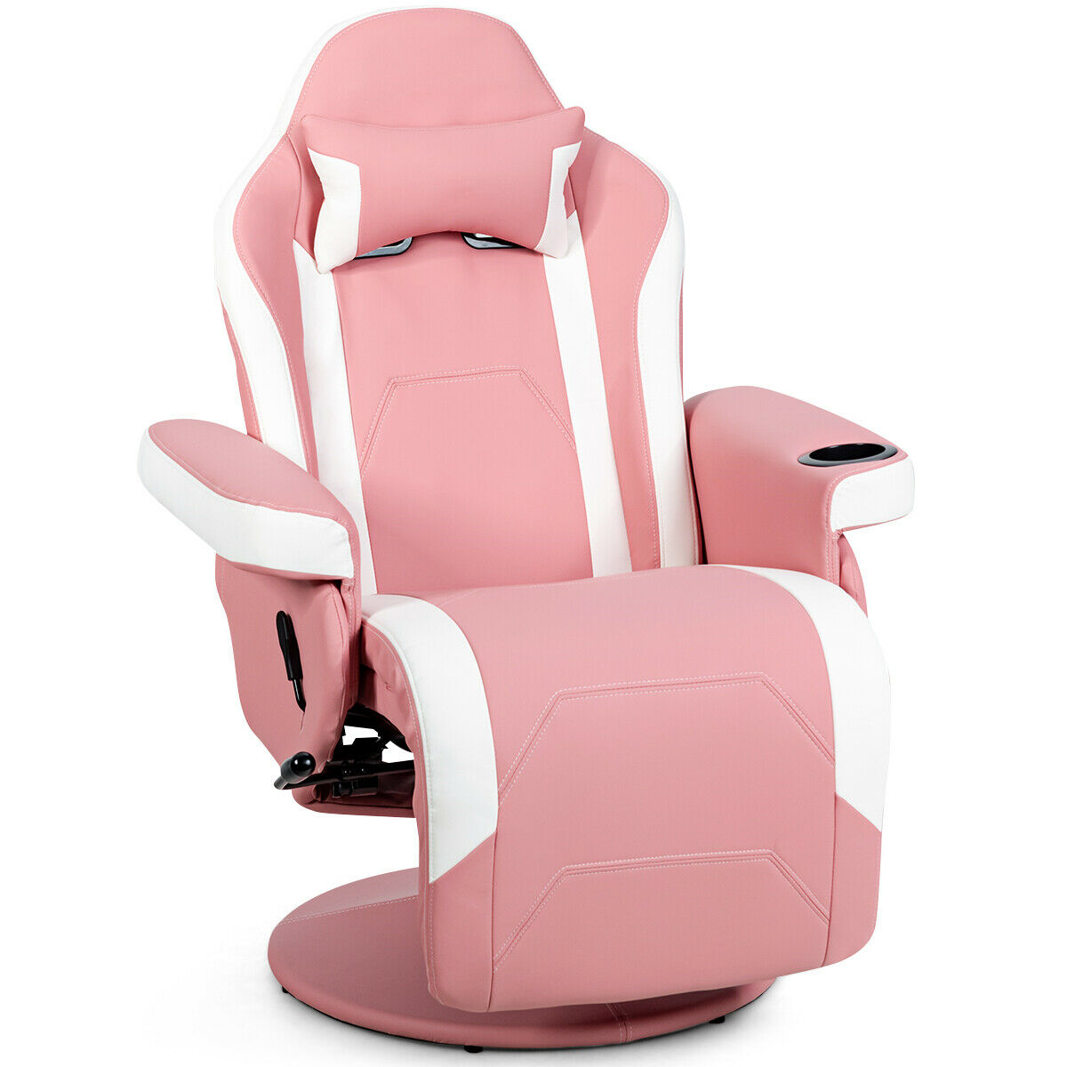 Electric Massage Gaming Chair with Cup Holder and Side Pouch