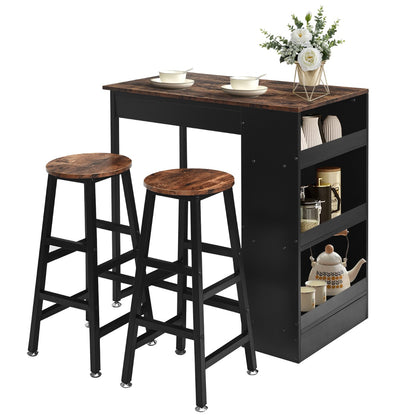 3 Pieces Industrial Kitchen Dining Bar Table Set with 2 Stools