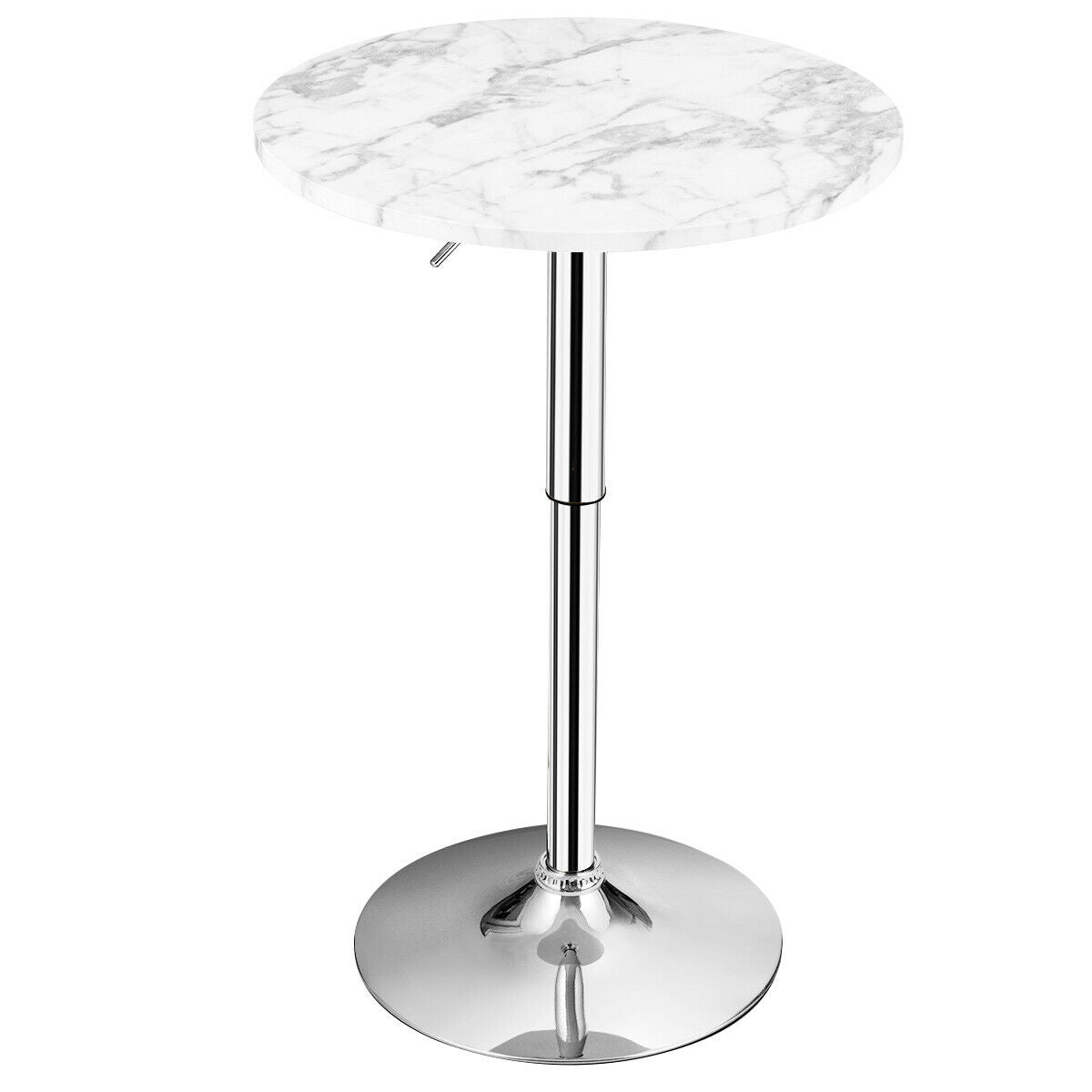 Modern Round Marble Bar Table with Silver Leg and Base