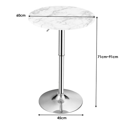 Modern Round Marble Bar Table with Silver Leg and Base