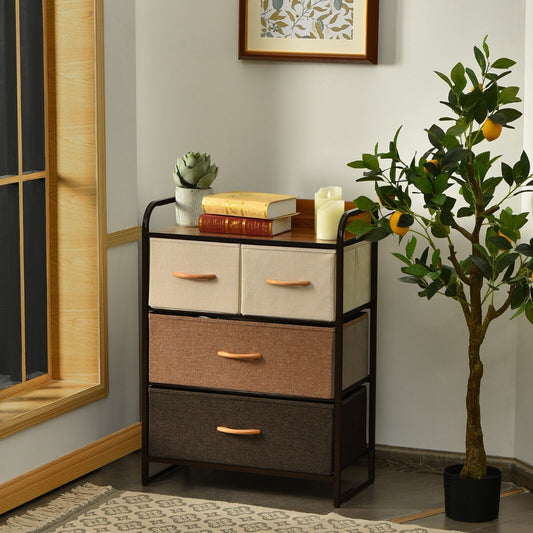 Vertical Dresser Storage Tower with Wooden Top and 4/5 Drawers-4 Drawers