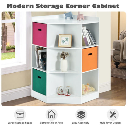 3-Tier Kids Storage Cabinet with Large Baskets for Play Room-White