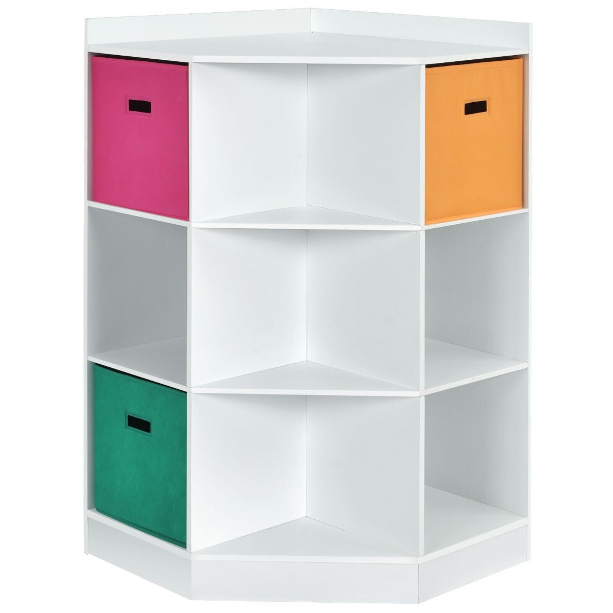 3-Tier Kids Storage Cabinet with Large Baskets for Play Room-White