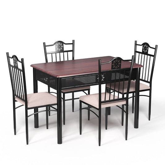 5 Pieces Kitchen Dining Table and Chair Set with Sponge Cushion