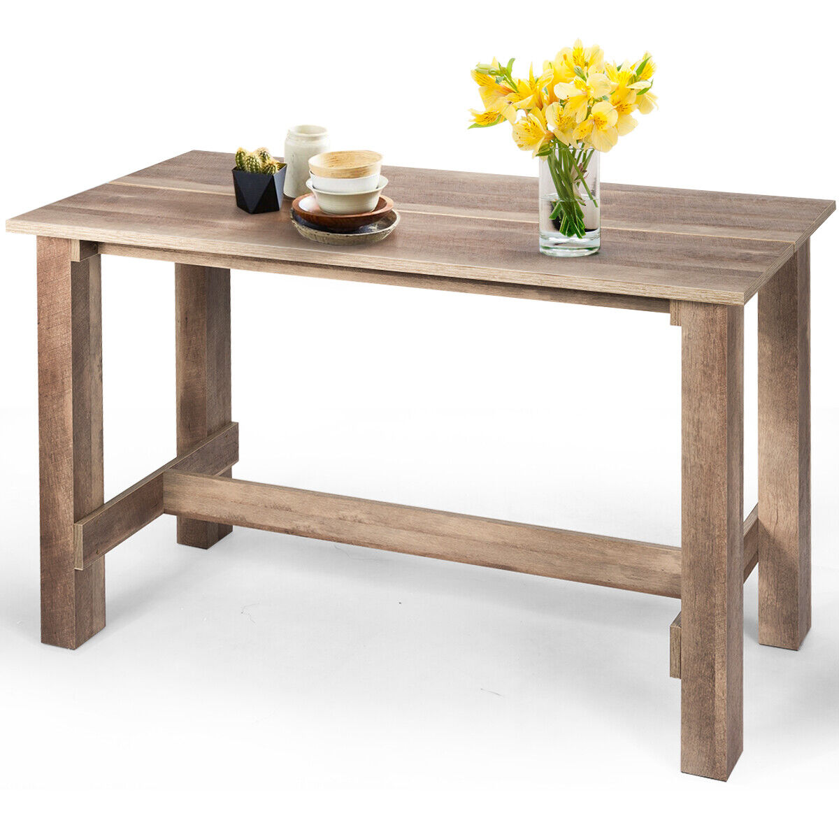 Wooden Dining Table Large Computer Desk with Hollow Design