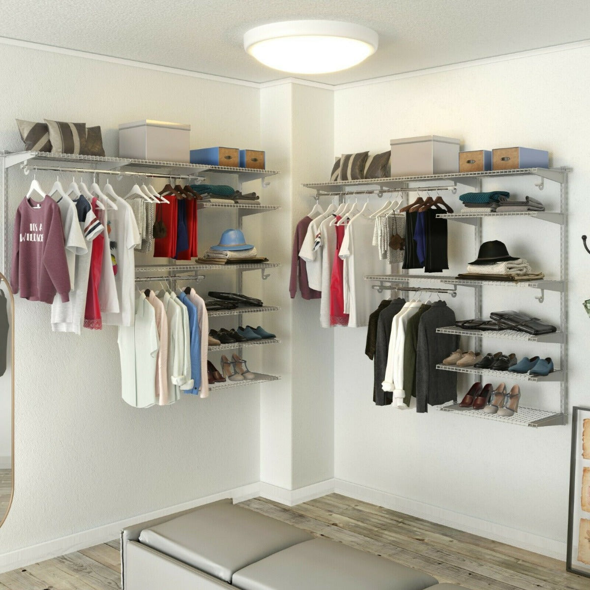 Wall Mounted Closet System with Hanging Rod for Bedroom