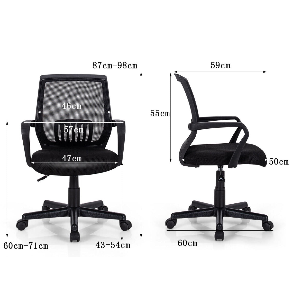 Adjustable Swivel Ergonomic Mesh Office Chair with Lumbar Support