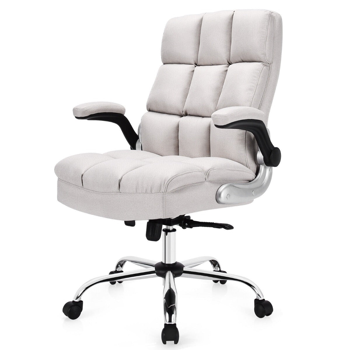 Linen Upholstered Executive Chair with Ergonomic High Back