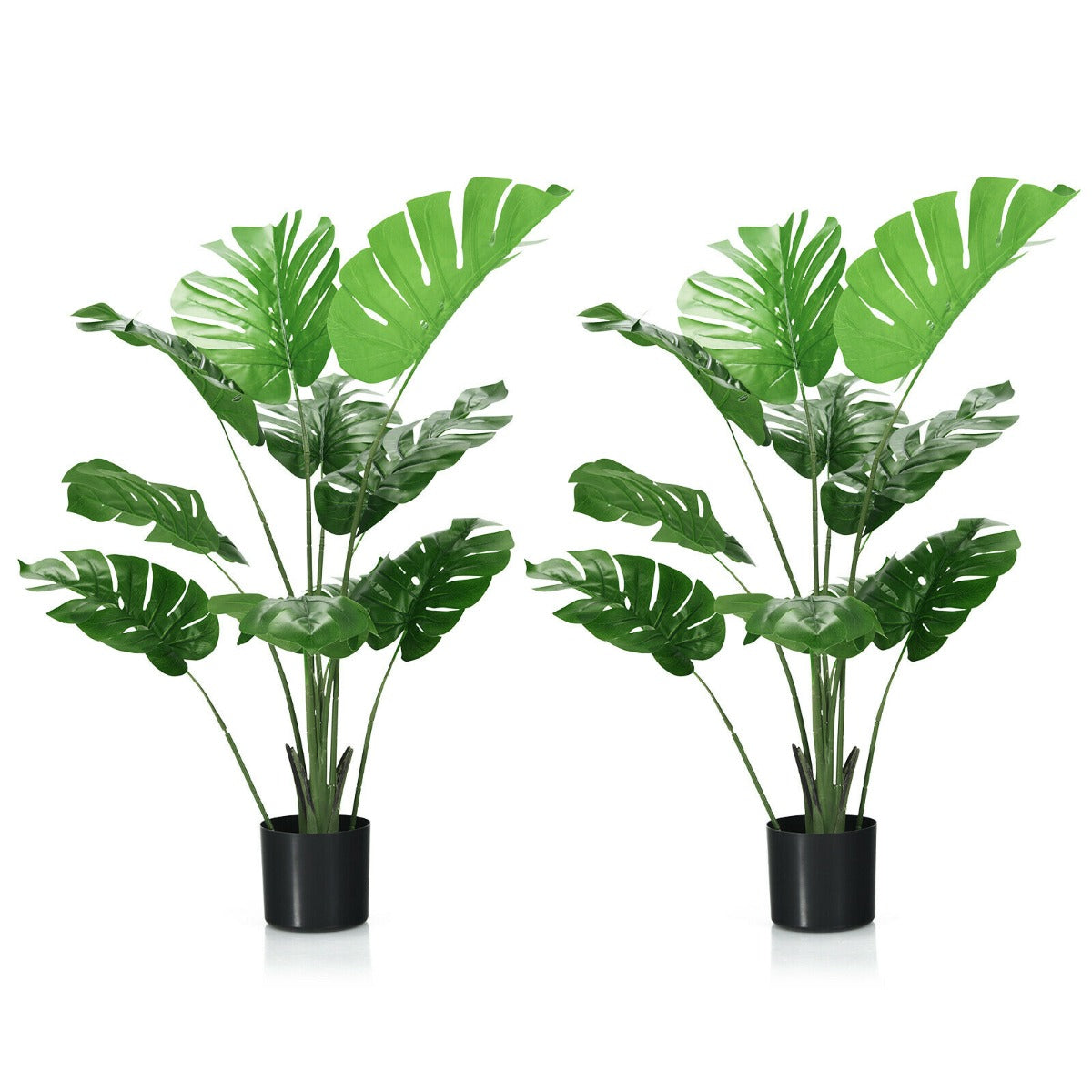 2 Packs 120cm Fake Monstera Delicious Plant with Cement Pot