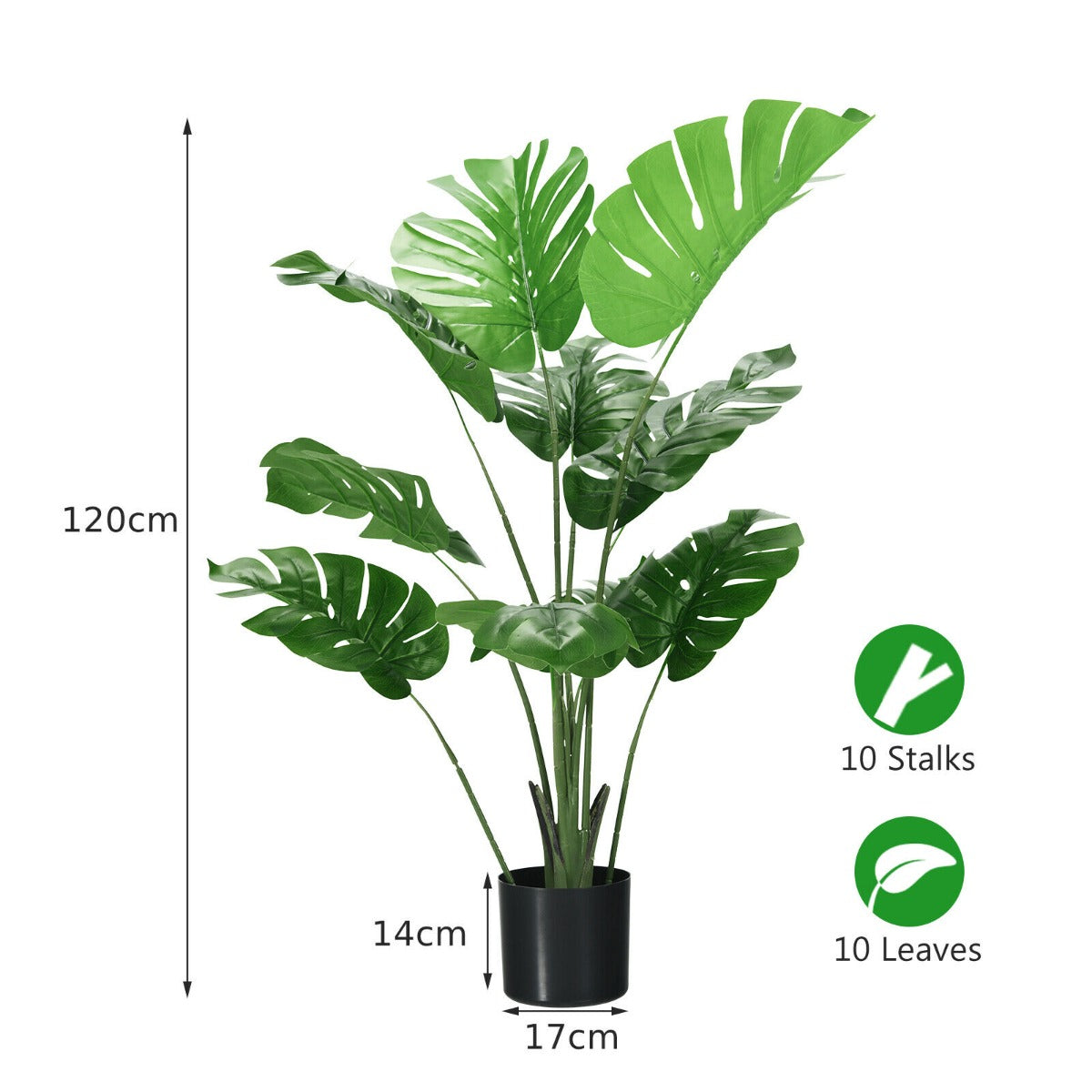 2 Packs 120cm Fake Monstera Delicious Plant with Cement Pot