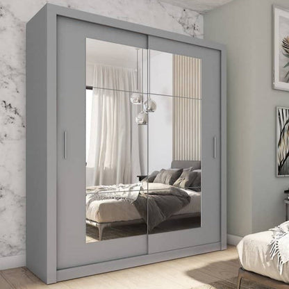 Icarus-II Mirrored 2-Door Sliding Wardrobe 180cm - White, Grey, San Remo Oak or Sonoma Oak