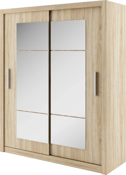 Icarus-II Mirrored 2-Door Sliding Wardrobe 180cm - White, Grey, San Remo Oak or Sonoma Oak